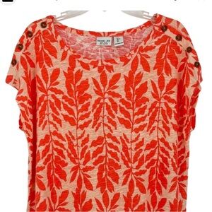 RACHEL Rachel Roy Women's Orange Leaf Print Top